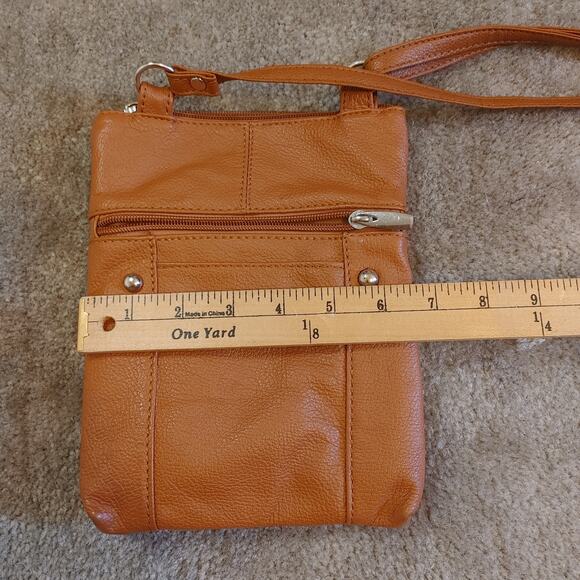Brown Crossbody Satchel Zipper Pockets Bag Adjustable Strap Travel - Picture 5 of 13